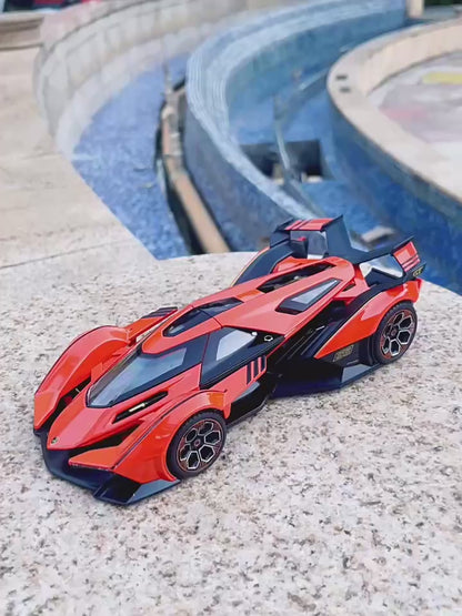 Lambor V12 Apollo EVO 1:18 Model Car Diecast Alloy Car Doors Opened Sound Light Pull Back Miniature Sportscar Collect Decoration