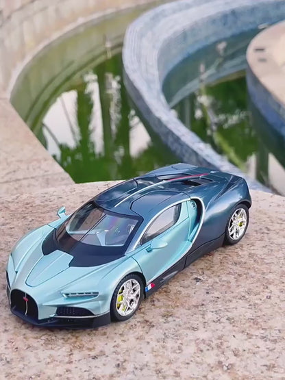 Bugatti Tourbillon, Nissan Skyline GTR, Model Sports 1:24 Car Alloy Diecast Sound Light Doors Opened Shock Absorption Ornament Supercar Toys Gift