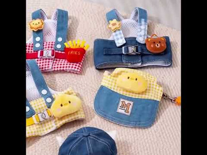 Summer Vest Dog Harness Leash Set and Dog Hat Cute Bear 2026 Dog Clothes Pet Supplies Puppy Denim Harness Cat Dog Accessories