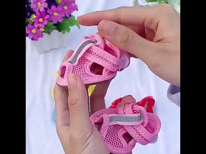 4PCS/set Summer Dog Shoes Breathable Sandals for Dog Cat Walking Running Outdoor Anti Slip Paw Protectors & Pet Gifts